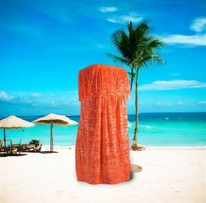 Bon Voyage! Miken Orange Strapless Dress/Swim Coverup NWT Sz L